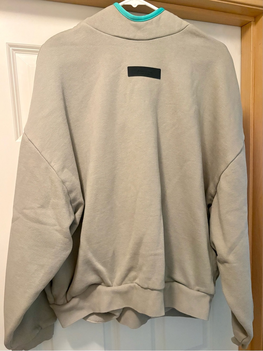 Essentials Fear Of God Hoodie Size Large Beige With Teal Trim Unisex